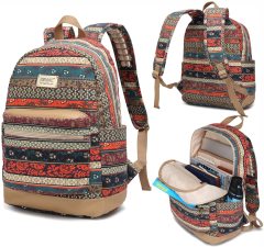 New Bohemian Water Resistant Backpack with Massage Cushion Straps and USB Charging Port