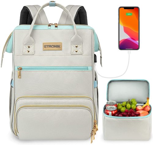 Backpack with USB Port with Insulated Cooler Lunch Bag