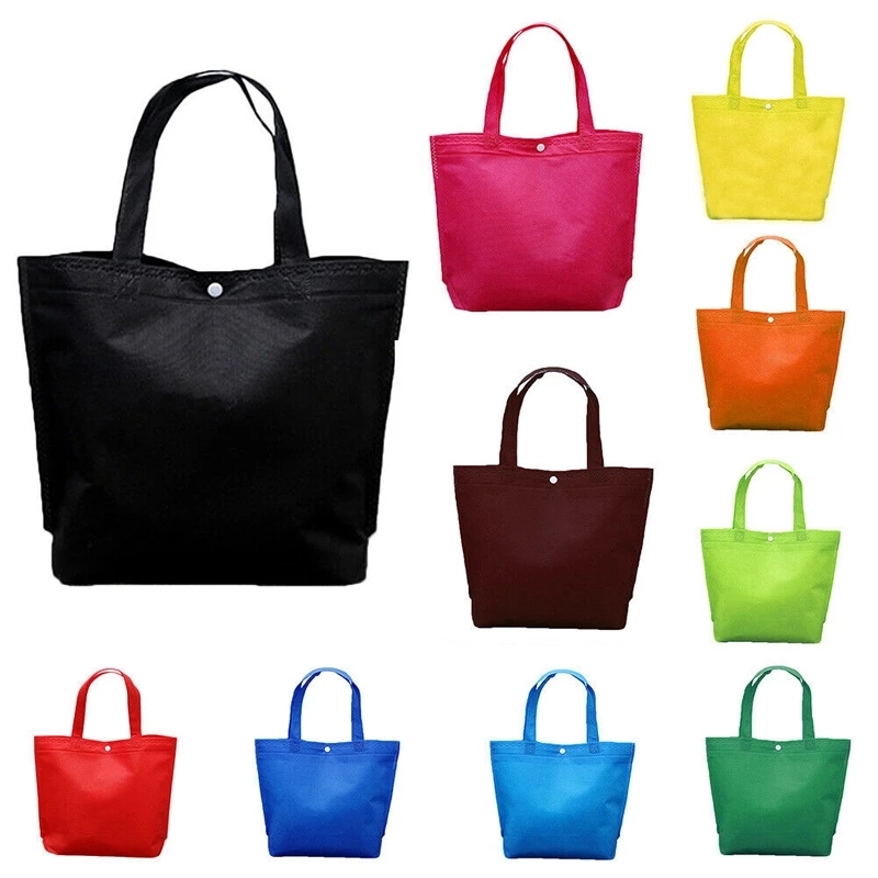 High-Quality Recyclable Custom Logo Printed Grocery Tote Bag Non-Woven Bag with Button