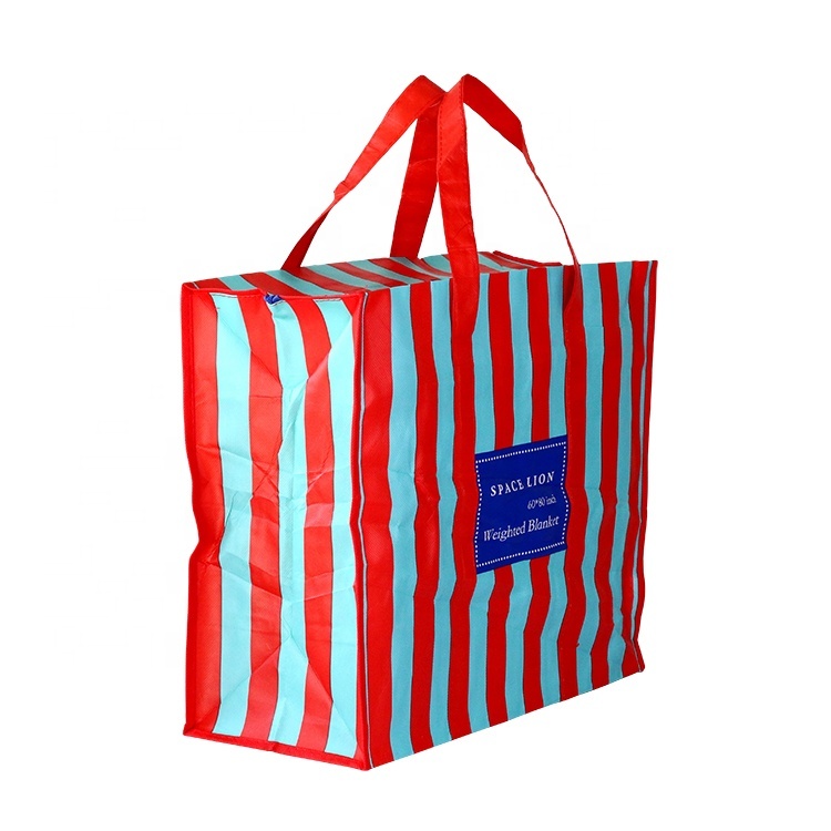 Promotional Customized Eco Laminated Non-Woven Reusable Foldable Shopping Bag with Zipper