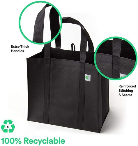 Reusable Black Non-Woven Shopping Bags Custom Color