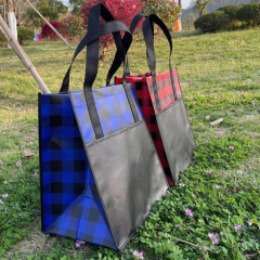 Plaid Laminated Grocery Non-Woven Polypropylene Bag Custom