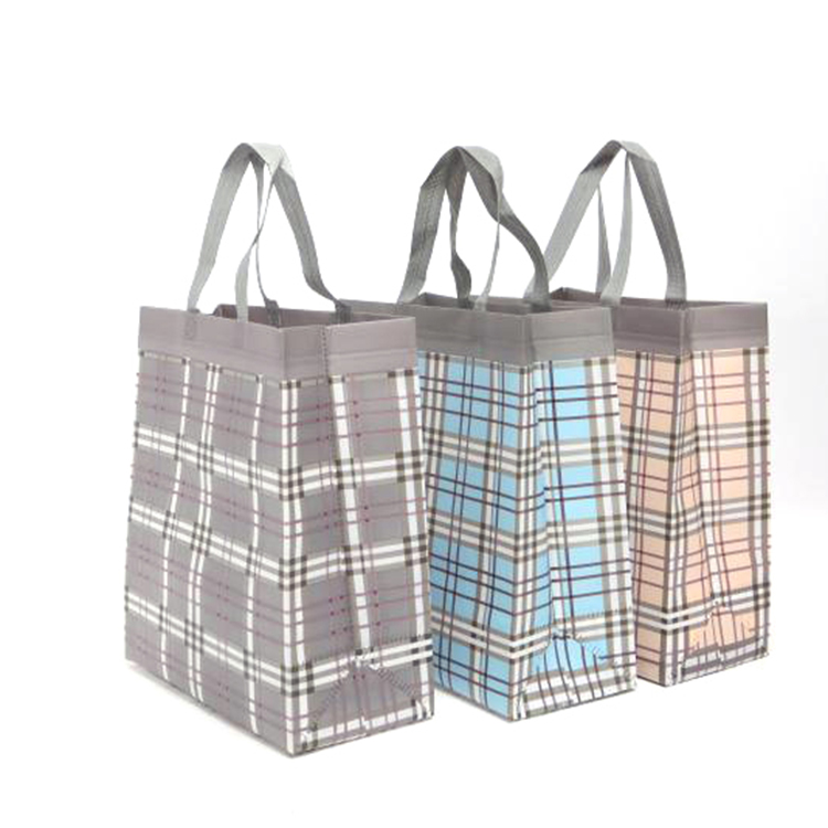 Ultrasonic Non-Woven Shopping Bag Plaid Eco Reusable Tote