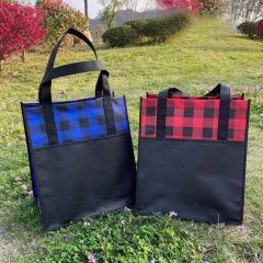 Plaid Laminated Grocery Non-Woven Polypropylene Bag Custom