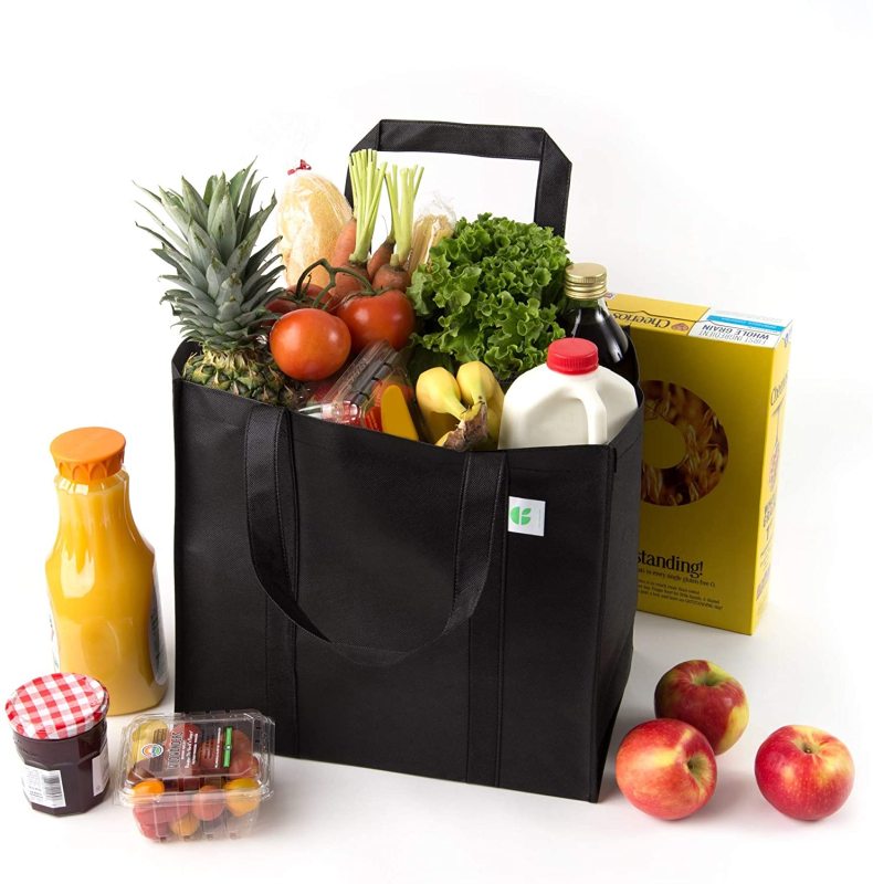 Reusable Black Non-Woven Shopping Bags Custom Color