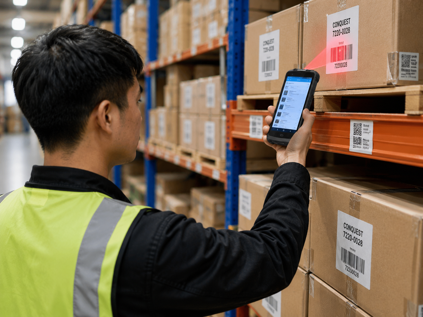 CONQUEST F5 rugged smartphone for warehouse barcode scanning