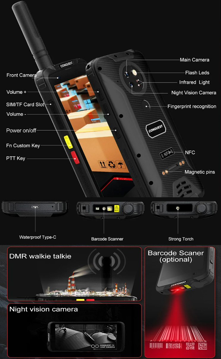 CONQUEST F5 and S26 rugged smartphones for warehouse operations