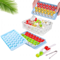 Ice Cube Trays for Freezer, Ninyoon 2 Round Ice Molds Cube Ball Maker with Bin Spoon Tong – Making 66pcs Pellet Ice Trays Fancy Icecubetrayes