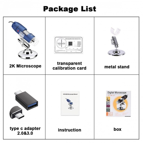 Microscope Numérique USB 40x à 1000x - Compatible Windows, Mac, Android - Avec Support Métal Et éclairage LED