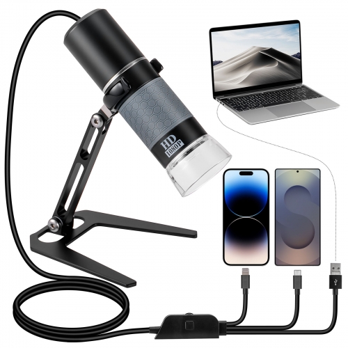 Ninyoon Full HD 1080P USB Digital Microscope Camera for iPhone iPad Android PC, 50-1000X High Definition Portable Handheld Microscope with Light