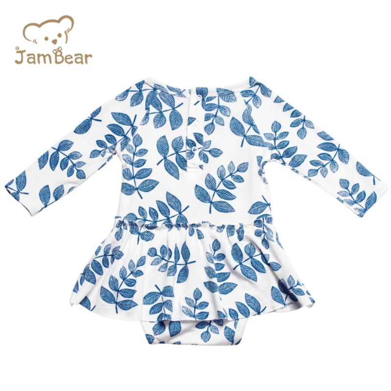 Jambear Long Sleeve Skirted Bodysuit Eco-friendly Infants sleepsuit organic bamboo Infants onesie summer baby romper