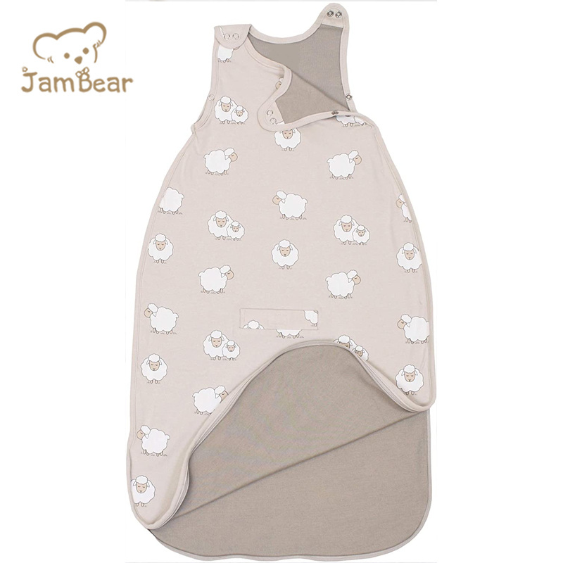 Jambear Natural sleeveless wearable baby sleep suit Organic cotton baby sleep sack Newborn Printed Sleeping Bag