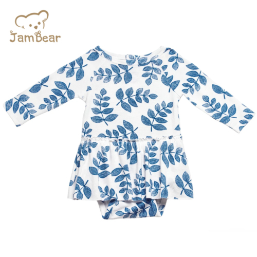 Jambear Long Sleeve Skirted Bodysuit Eco-friendly Infants sleepsuit organic bamboo Infants onesie summer baby romper