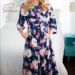 Jambear organic nursing gowns and swaddle Bamboo Fiber maternity robe Mommy Robe +Baby Blanket and Bow organic Bamboo Mom Robe