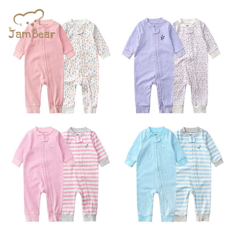 100% organic cotton baby romper jersey infant romper long sleeve baby clothes jersey baby footies infant zip onesie