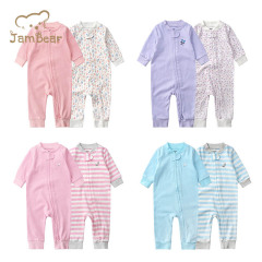 100% organic cotton baby romper jersey infant romper long sleeve baby clothes jersey baby footies infant zip onesie