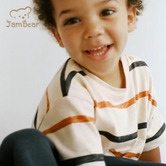 JamBear Organic Cotton T-Shirt Short sleeve striped pocket T-shirt Summer Baby Kids Cotton T-shirts Children Tops
