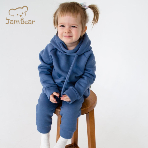 Jambear Organic baby sportswear Eco-friendly kid sweatshirt and sweatpants set Organic Cotton hoodie and sweatpants