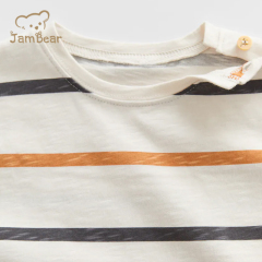 JamBear Organic Cotton T-Shirt Short sleeve striped pocket T-shirt Summer Baby Kids Cotton T-shirts Children Tops