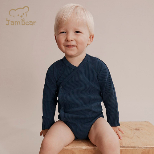 Ribbed baby rompers bodysuit soft organic cotton toddler bodysuits sustainable organic baby bodysuit eco friendly baby clothing