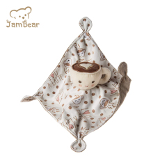 JamBear Organic Cotton Soft Baby Comforter biankets Stuffed Animal Plush Organic Cotton Baby Comforter Baby Security Blankie