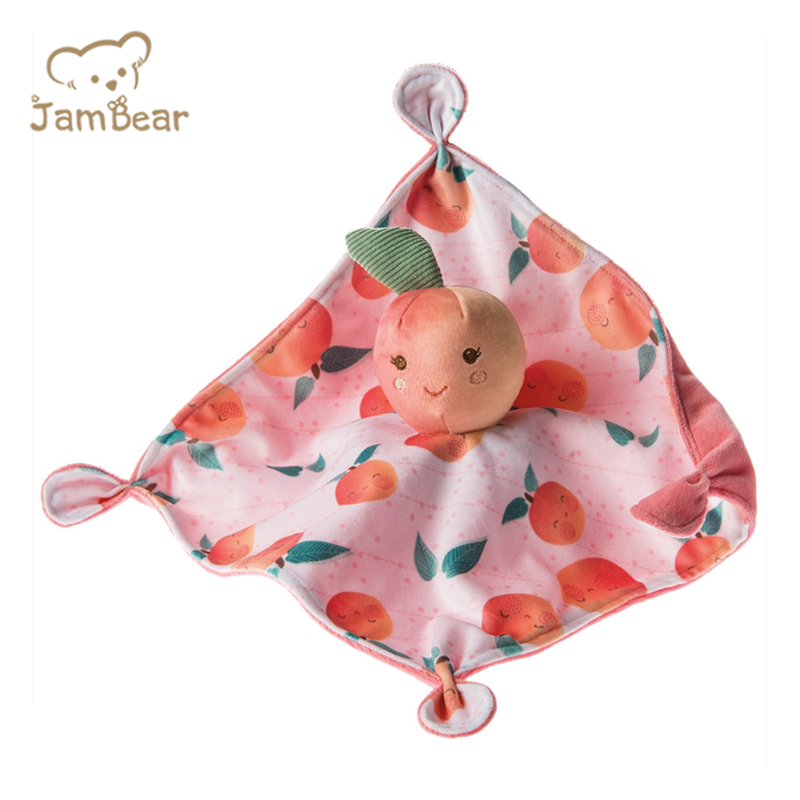 JamBear Organic Cotton Soft Baby Comforter biankets Stuffed Animal Plush Organic Cotton Baby Comforter Baby Security Blankie