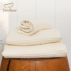 JamBear Organic bamboo Waffle baby towel Neutral Baby Swaddle Multipurpose Bathroom Towel for Adults Babies Kids