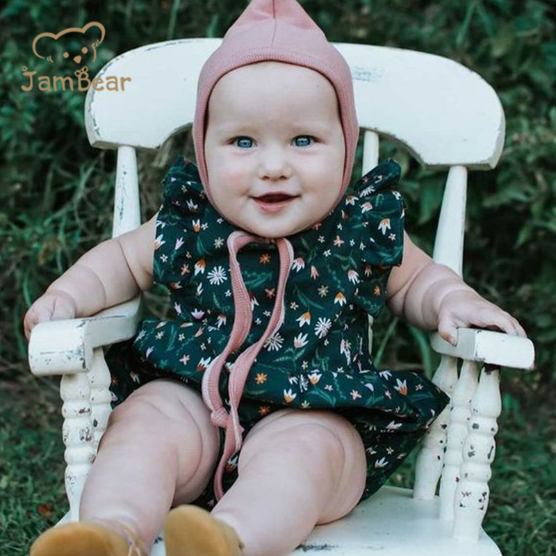 Organic cotton ruffle baby romper sustainable ruffle bodysuit eco friendly ruffle romper baby toddler bodysuit