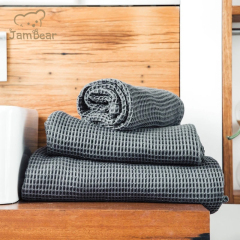 JamBear Organic Neutral Baby Swaddle Organic bamboo Waffle baby towel Eco friendly Multipurpose Bathroom Towel