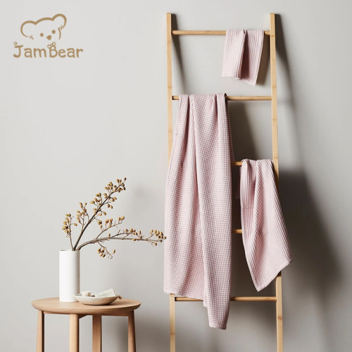 JamBear Organic Neutral Baby Swaddle Organic bamboo Waffle baby towel Eco friendly Multipurpose Bathroom Towel