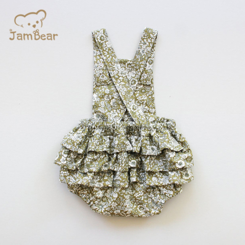 Sustainable ruffle baby tank romper organic cotton ruffle baby bodysuit sleeveless eco friendly baby romper toddler