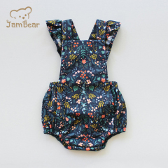 Sustainable ruffle baby tank romper organic cotton ruffle baby bodysuit sleeveless eco friendly baby romper toddler