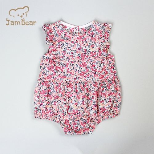 Organic cotton ruffle baby romper sustainable ruffle bodysuit eco friendly ruffle romper baby toddler bodysuit