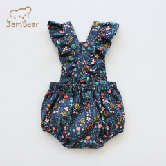 Sustainable ruffle baby tank romper organic cotton ruffle baby bodysuit sleeveless eco friendly baby romper toddler