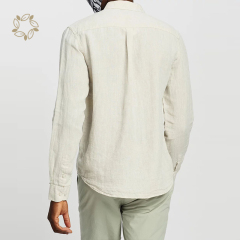 Sustainable linen men shirt organic shirts for men long sleeve camisas eco friendly men linen shirt casual