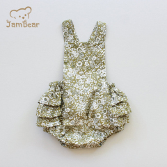 Sustainable ruffle baby tank romper organic cotton ruffle baby bodysuit sleeveless eco friendly baby romper toddler