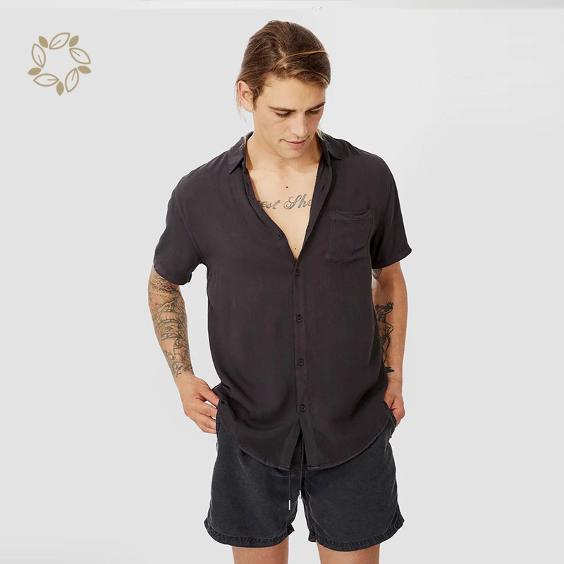Sustainable modal shirts short sleeve shirts for men eco friendly camisas modal men summer shirts