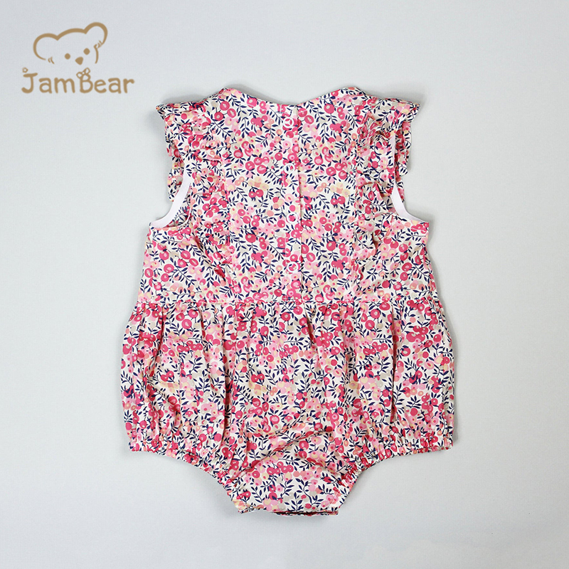 Organic cotton ruffle baby romper sustainable ruffle bodysuit eco friendly ruffle romper baby toddler bodysuit