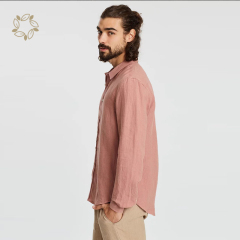 100% Linen shirts for men sustainable linen shirt men long sleeve eco friendly men shirts custom camisas