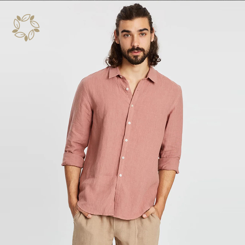 100% Linen shirts for men sustainable linen shirt men long sleeve eco friendly men shirts custom camisas