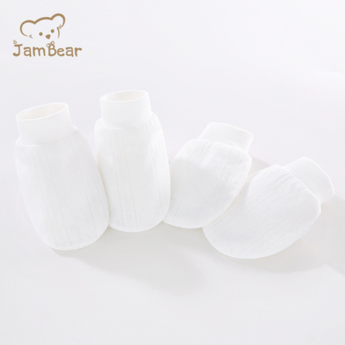 JamBear Organic cotton newborn mitts socks Anti - scratch face baby hand and foot pads Nibble on baby products