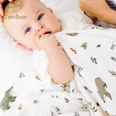 JamBear 100% organic cotton muslin Baby Swaddle Blanket newborn swaddle blanket wrap baby wrap blankets