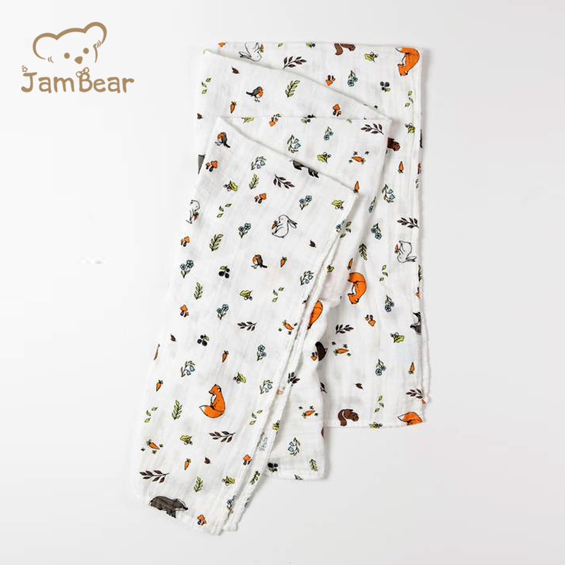 JamBear 100% organic cotton muslin Baby Swaddle Blanket newborn swaddle blanket wrap baby wrap blankets