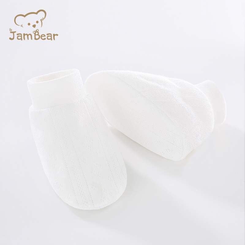 JamBear Organic cotton newborn mitts socks Anti - scratch face baby hand and foot pads Nibble on baby products