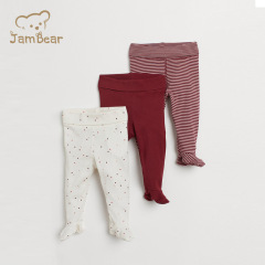 JamBear Organic cotton ribbed babyr legging Natural Organic Cotton newborn footie pant eco friendly rib baby pants