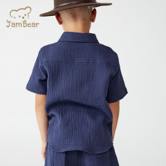 JamBear Organic short sleeve kids shirts sustainable Organic Cotton shirt Organic baby clothes Turn-Down Button Down Shirts