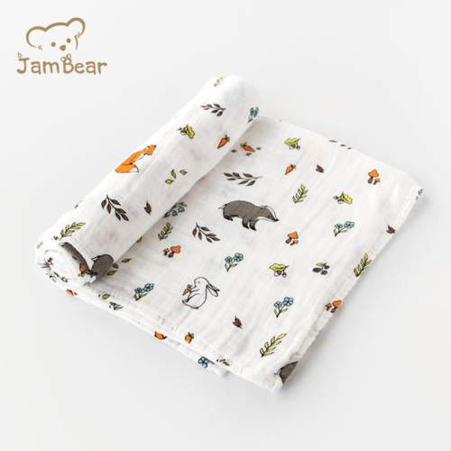 JamBear 100% organic cotton muslin Baby Swaddle Blanket newborn swaddle blanket wrap baby wrap blankets