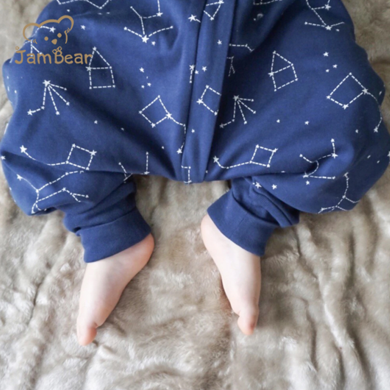 Jambear Organic cotton newborn sleep bag Custom toddler Weighted sleep sack with feet baby sleeping bag with slit legging