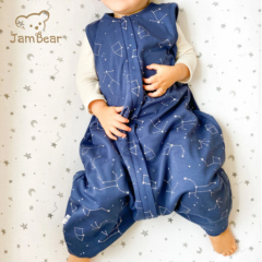 Jambear Organic cotton newborn sleep bag Custom toddler Weighted sleep sack with feet baby sleeping bag with slit legging
