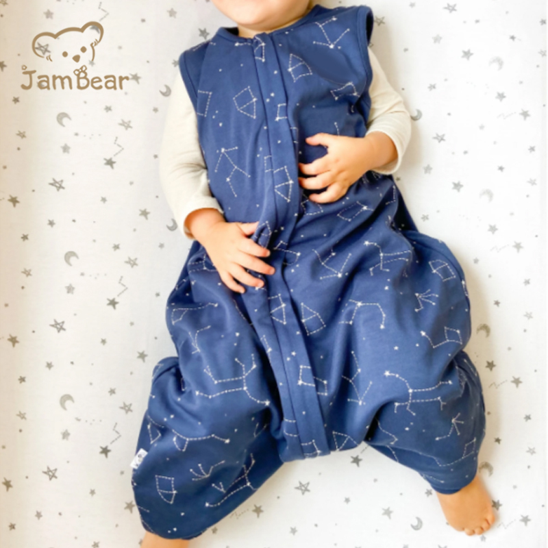 Jambear Organic cotton newborn sleep bag Custom toddler Weighted sleep sack with feet baby sleeping bag with slit legging